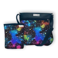 Koženková crossbody kabelka a pamlskovník č. 76 - barevný vesmír