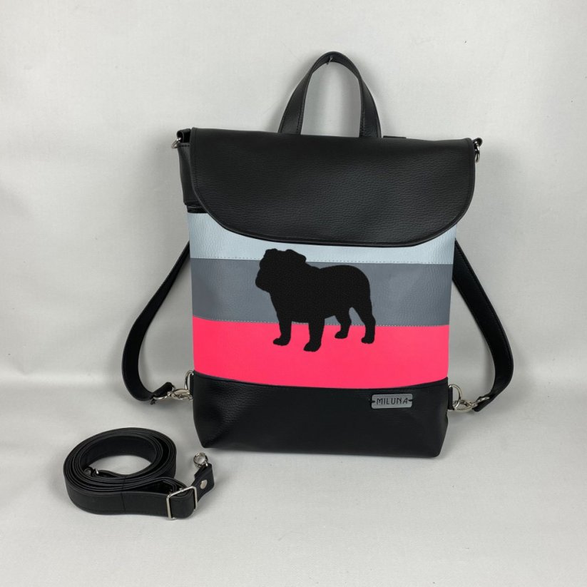 Kabelko-batoh s plemeny psů - Barva: Růžová-neon, Plemeno: Anglický buldok