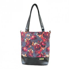 Velká kabelka -šedé květy - výprodej