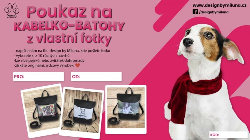 Dárková poukázka na kabelkobatoh z vlastní fotky