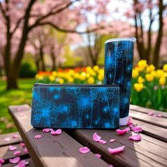 Peněženka a termohrnek - Modré chmýří