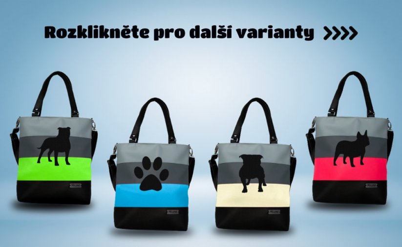 Velká kabelka s plemeny psů – pruhy (neonová)