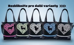 Koženková velká kabelka s plemeny psů-srdce