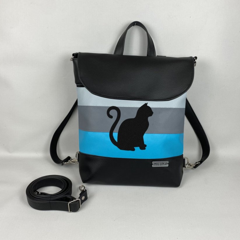Kabelko-batoh s plemeny psů - Barva: Modrá, Plemeno: Kočka - sedící