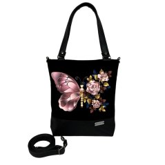 Koženková kabelka ELEGANCE - Růžový motýl