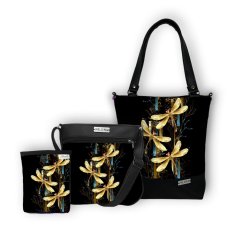 Koženková velká sada kabelek a pamlskovníku - Zlaté vážky