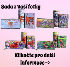 Sada obal na očkovací průkaz, termohrnek a peněženka z vlastní fotky